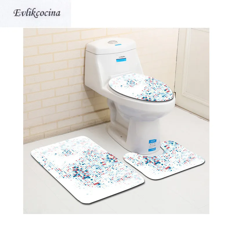 Бесплатная доставка 3 шт цветные точки Banyo ванная комната ковер Туалет u тип