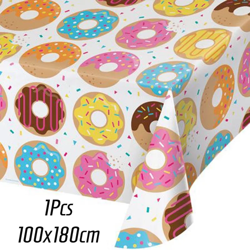 1pcs tablecloth Cyuan мороженое вечерние пончик вечерние одноразовая посуда Бумага пластины чашки конфеты пончики Фольга воздушные шары для украшения вечеринок Поставки - Цвет: 1pcs tablecloth