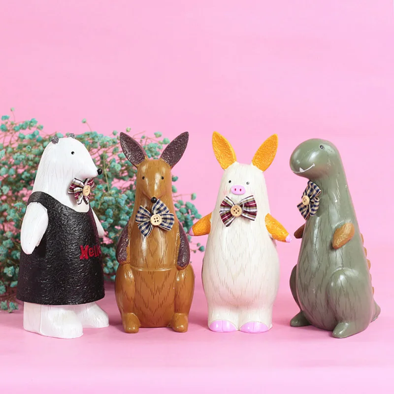 Zakka Creative Cartoon Animal Piggy Bank Resin Craft Money Box New Year'S Gift Coin Household Living Room Desktop Decoration | Дом и сад