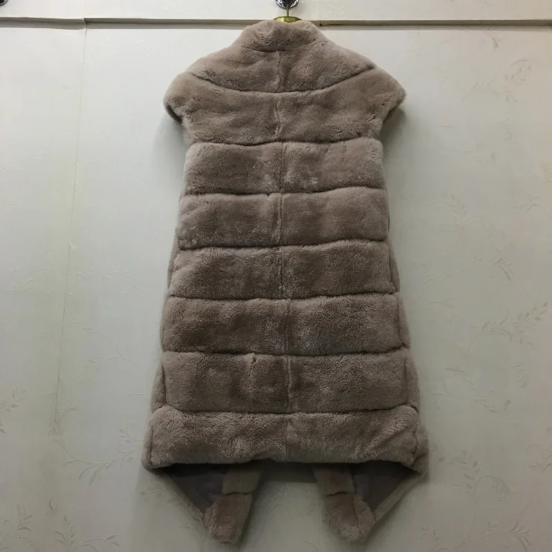 2021 Лидер продаж натуральный с мехом кролика Женские настоящие кожаные пальто