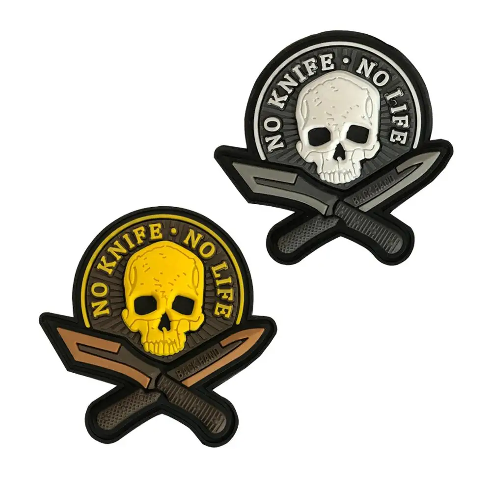 MAMAO 3D ПВХ Патчи не Ножи нет жизни Череп Военный Тактический Патч Знак Аппликация