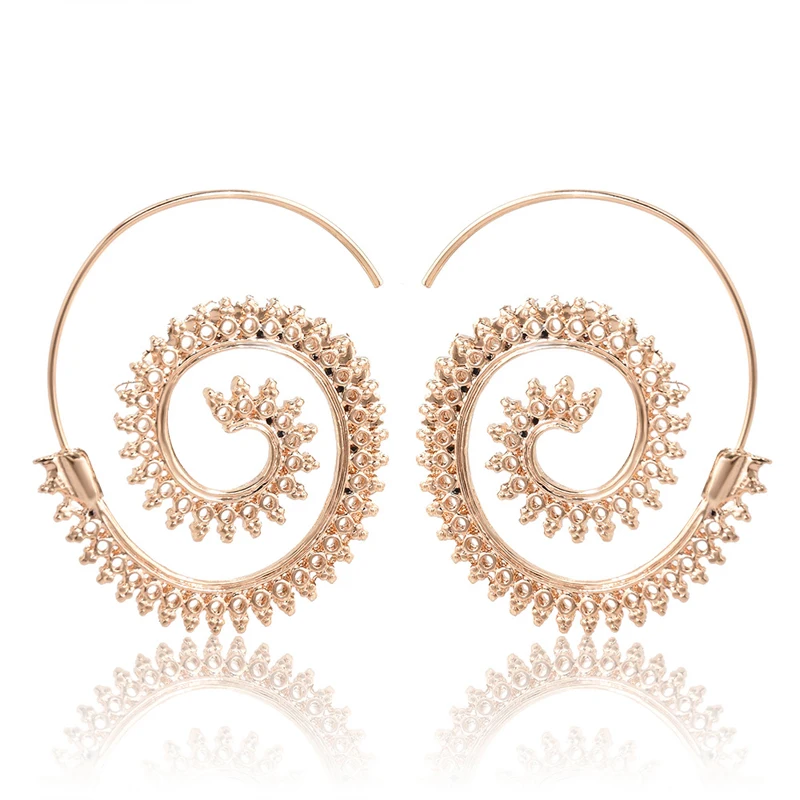 Вихрем обруч Gypsy Племенной Этнические круг серьги гот Панк Твист Спираль туннель