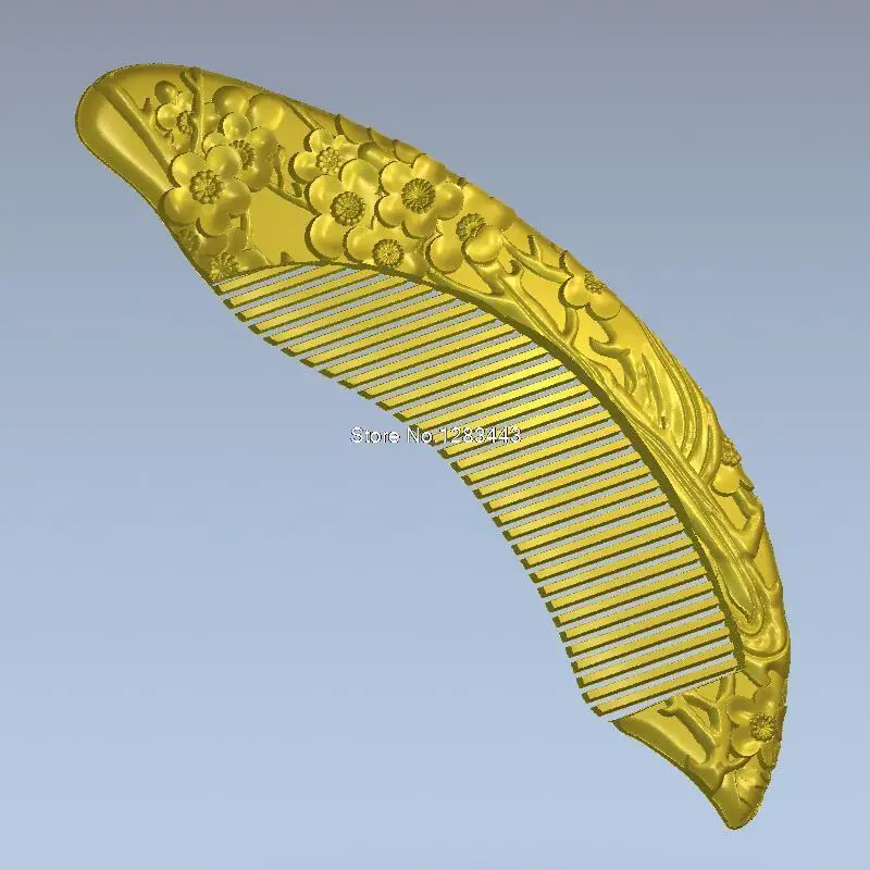 Расческа с цветком сливы 3d модель рельеф для ЧПУ в формате STL 3D станка ЧПУ|for cnc|comb
