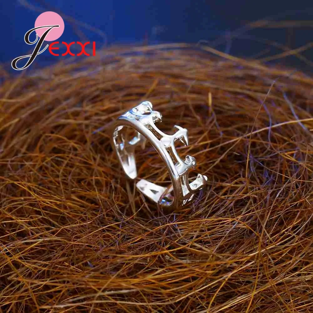 

Wholesale Price Crown Shape High Quality Neutral Design 925 Sterling Silver Prince & Princess Finger Open Ring
