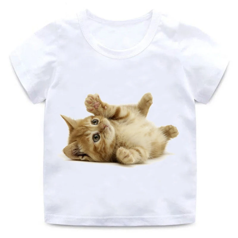 New Children's Animals 3D Cats Realistic Summer Tops Print Funny Cute Print Girls Boys T-Shirt Baby Casual Children's Wear