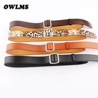 non porous knotted leopard print faux leather no pin buckle belt female jeans fashion ladies trousers jean strap belts for women