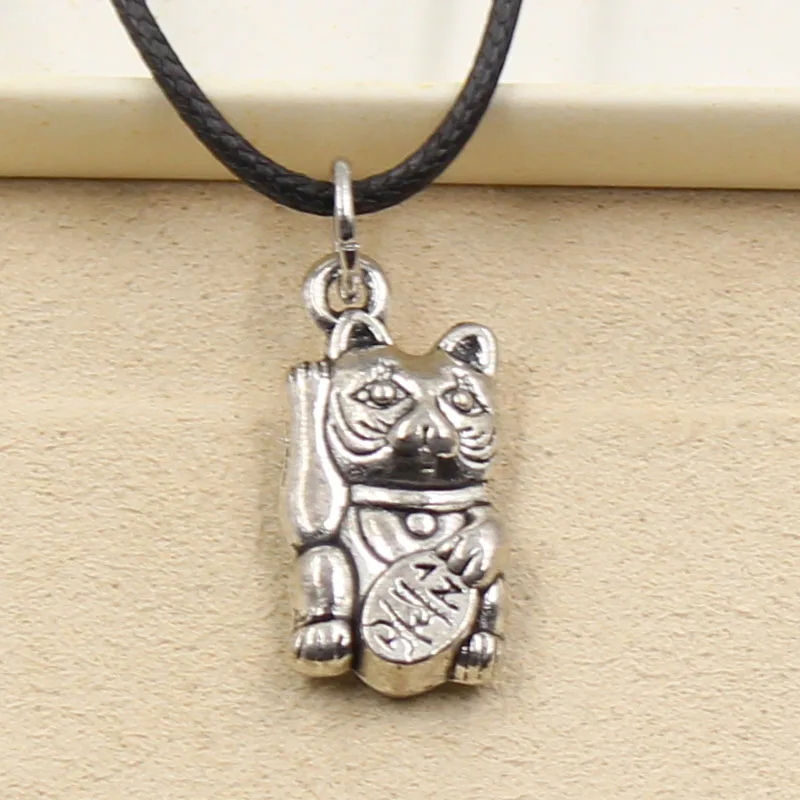 Новинка прочный черный чокер из искусственной кожи с изображением кошки на удачу