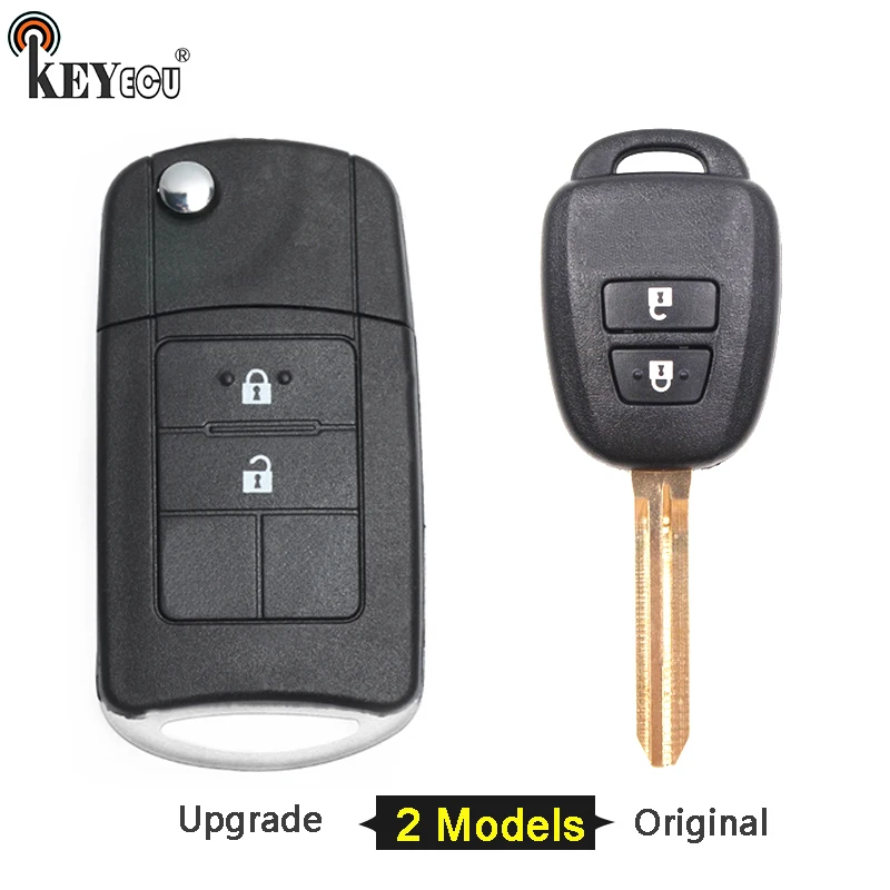 

KEYECU for Toyota RAV4 Replacement Original/Modified Flip Remote Car Key Shell Case Fob 2 Button TOY43 Blade