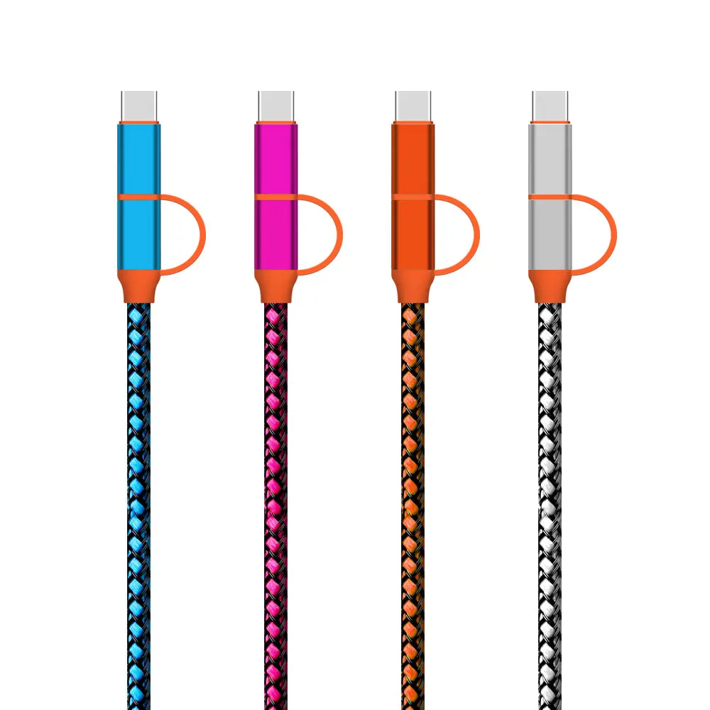 CAMDEMS 2 в 1 Micro & type c Usb Плетеный тканевый рыбий шелк usb кабель м 3 фута кабели для samsung s6