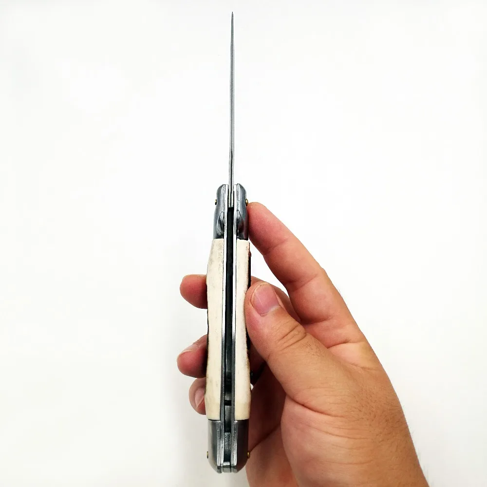 Итальянский 1" мафиозный складной нож дамасское Лезвие Ручка Олений Рог тактические карманные ножи мульти кемпинг выживания быстро открыть EDC инструмент