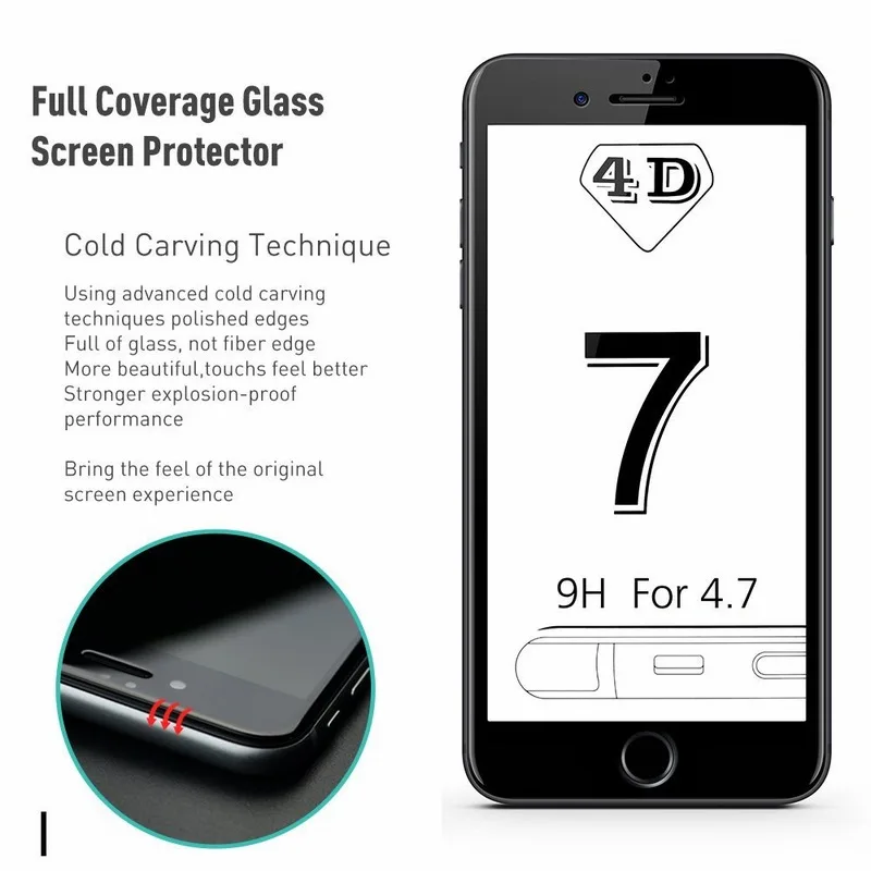 Защитная пленка Ascromy для iPhone 7 4d изогнутая полноэкранная защитная из закаленного