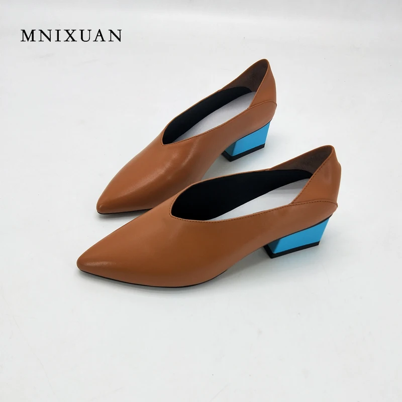 MNIXUAN/2018 новые весенние женские туфли лодочки ручной работы офисные из