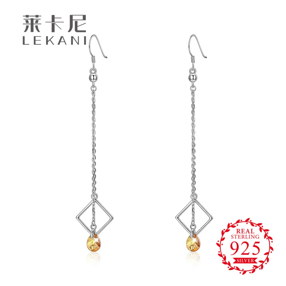 LEKANI кристаллами от Swarovski 100% Серебро площади и капли воды Оранжевый Кристалл