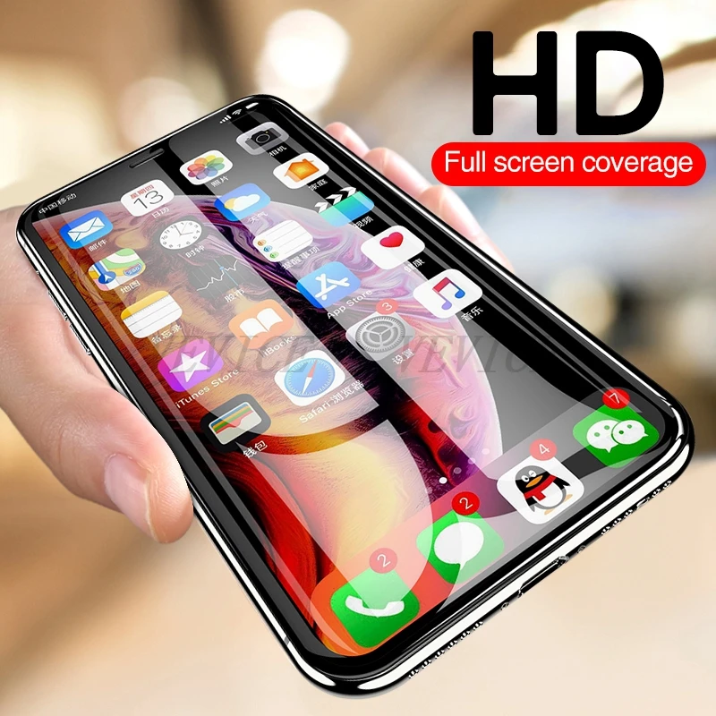 HD полное покрытие Защитное стекло для iPhone X XR XS Max 5 5S SE Анти взрыв экран Potector 7 6 6S 8