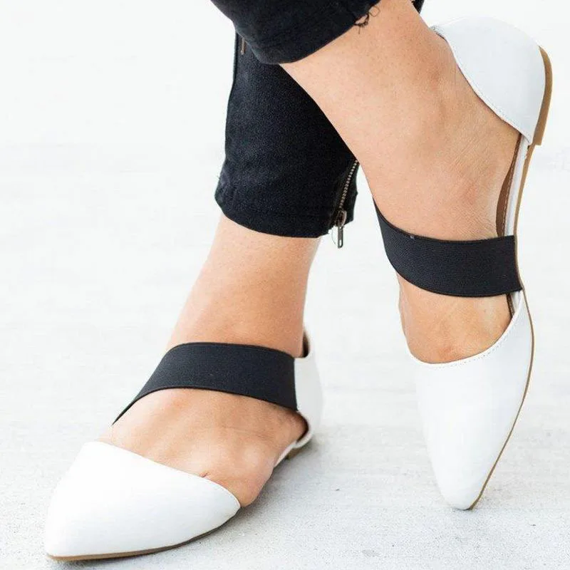 RIZABINA/Летние босоножки Женские туфли на плоской подошве с острым носком и