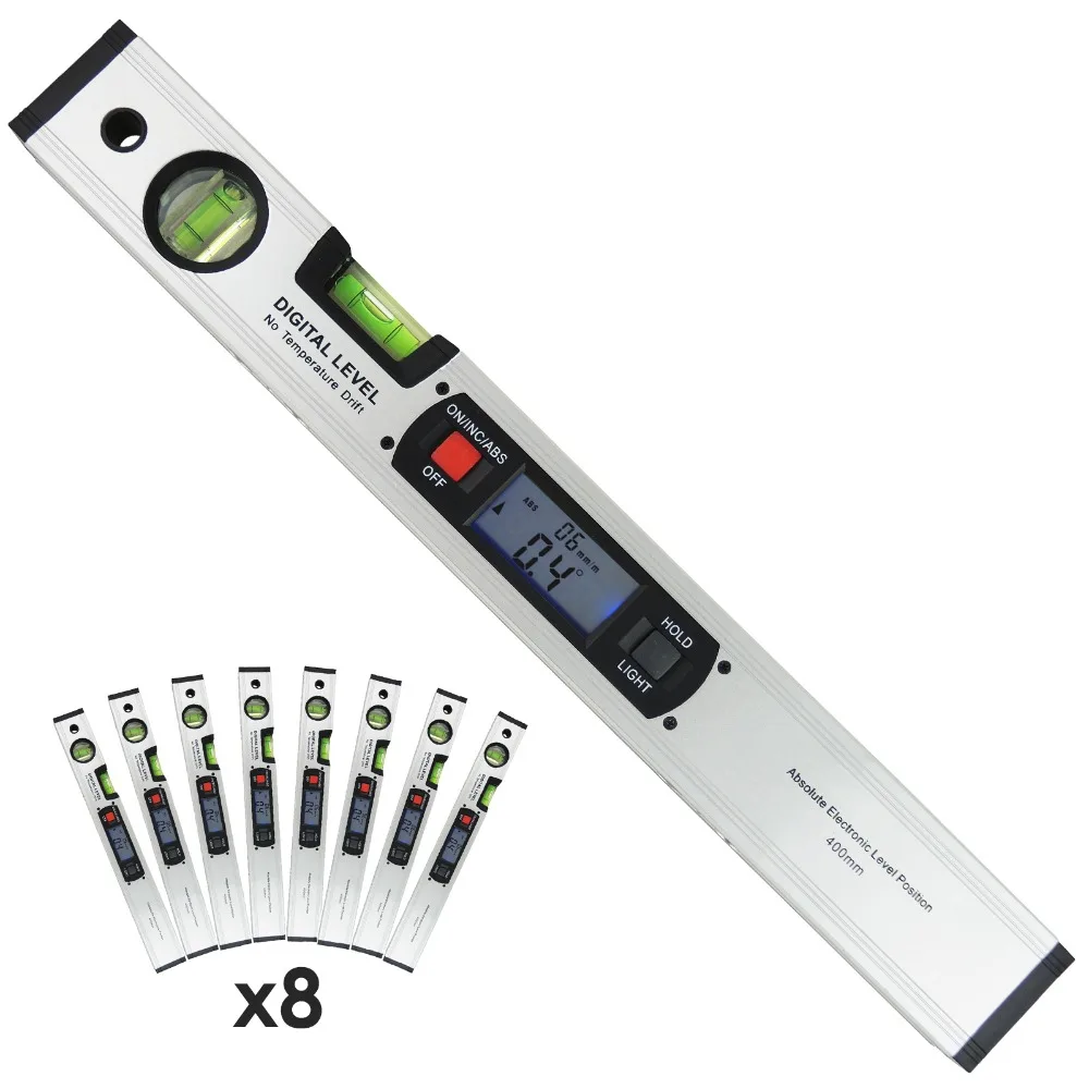 8 шт. x Цифровой уровневый Инклинометр с магнитами Угол Finder Spirit Level 4x90 градусов (0 ~
