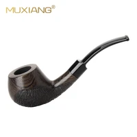 ru muxaing newest style ebony wood tobacco pipe men bent pipe for smoking fit for 9mm filters ac0027k01
