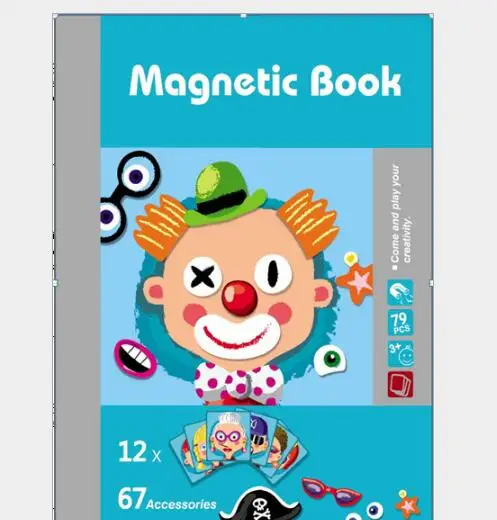 crazy face Детские Магнитные Головоломки Magnetibook Crazy Face принцесса головоломка Рождественский подарок развивающие игрушки для детей Монтессори головоломки игрушки - Цвет: crazy face