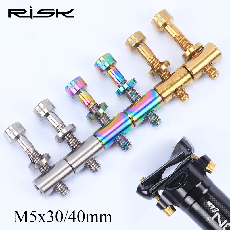 2pcs/lot Risk Bicycle Screw M5x30/40mm Seat Post Bolt TC4 Titanium Alloy Thomson Seatpost Bolt Bike Part Cycling Accessories EVA