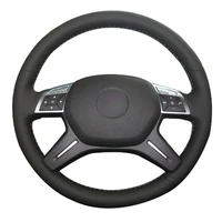 diy sewing on pu leather steering wheel cover exact fit for benz gl350 ml350