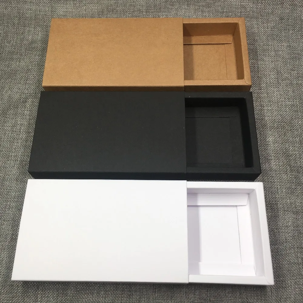 50Pcs/Lot Two Sizes Paper Drawer Type Gift Box Kraft Cardboard Wedding Gift Box For Packaging Candy/Craft/Cosmetics