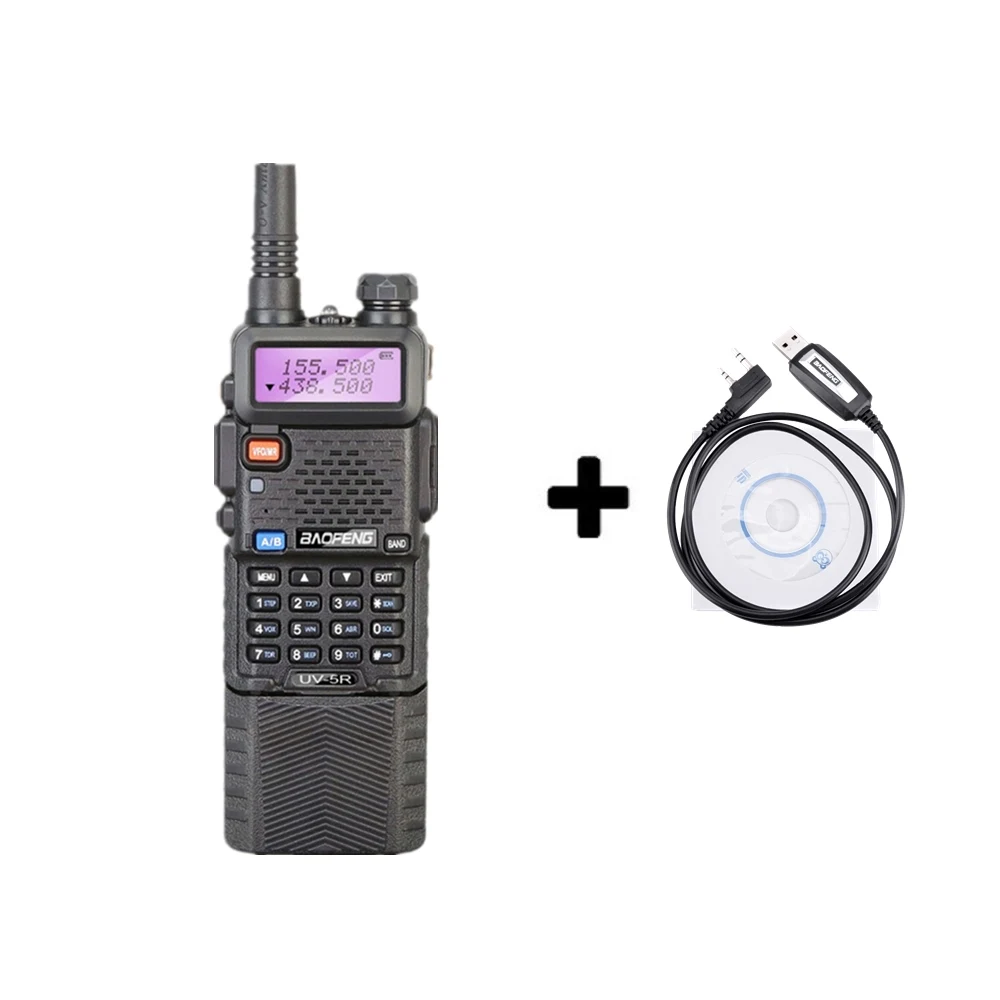 Add a program cable Baofeng UV-5R 3800 мАч 5 Вт портативная рация UHF400-520MHz VHF136-174MHz портативная двухсторонняя радио Ham UV5R CB радио UV 5R охотничье радио - Цвет: Add a program cable