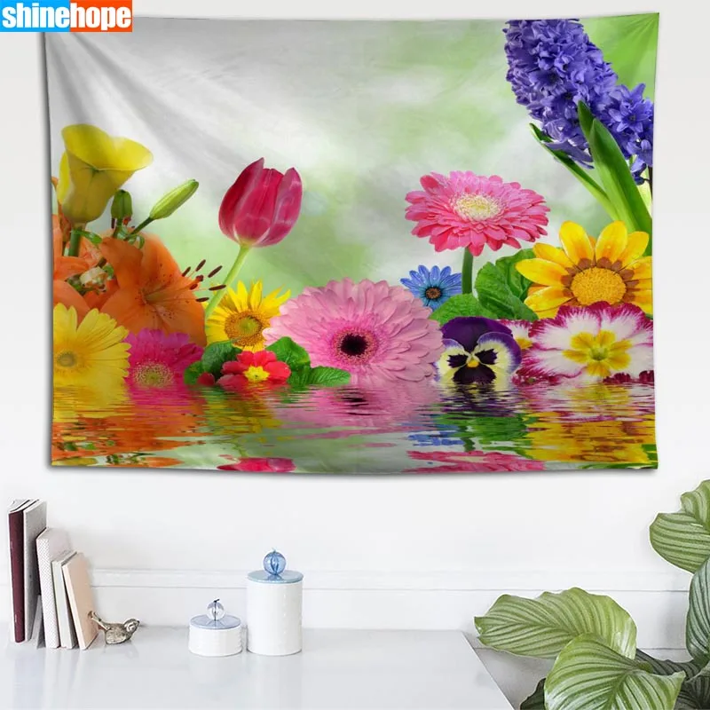 Gerbera цветы на заказ гобелен настенный гобелен Настенное подвесное одеяло спальня фермерский дом Декор богемное украшение дома - Цвет: Tapestry 24