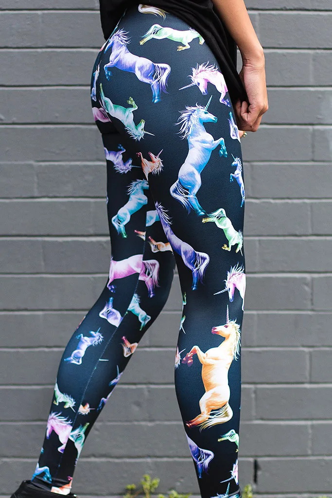 Эластичные повседневные штаны 3D цифровая печать Цвет единорогом женские