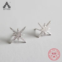 fine jewelry high quality 925 sterling silver earrings female exquisite dazzling zircon star earrings