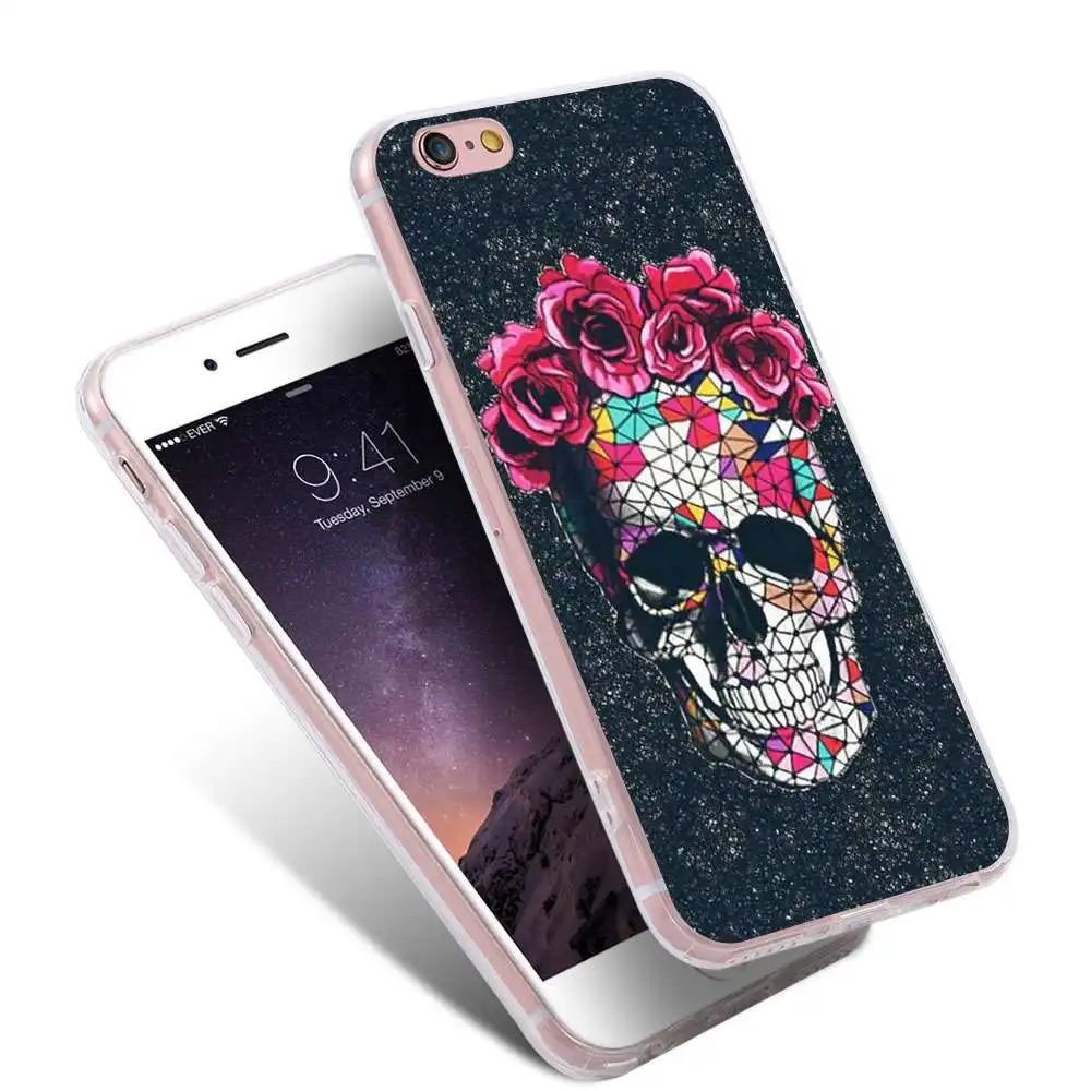 Чехол kisscase для iPhone 7 6 6s Plus 5S SE чехол с розовым черепом Samsung S6 S7 Edge Note J7 S5 мягкий из