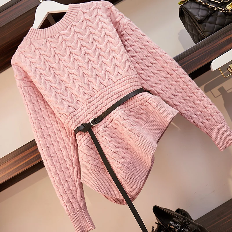 Женский комплект из 2 предметов HAMALIEL розовый вязаный свитер с асимметричным