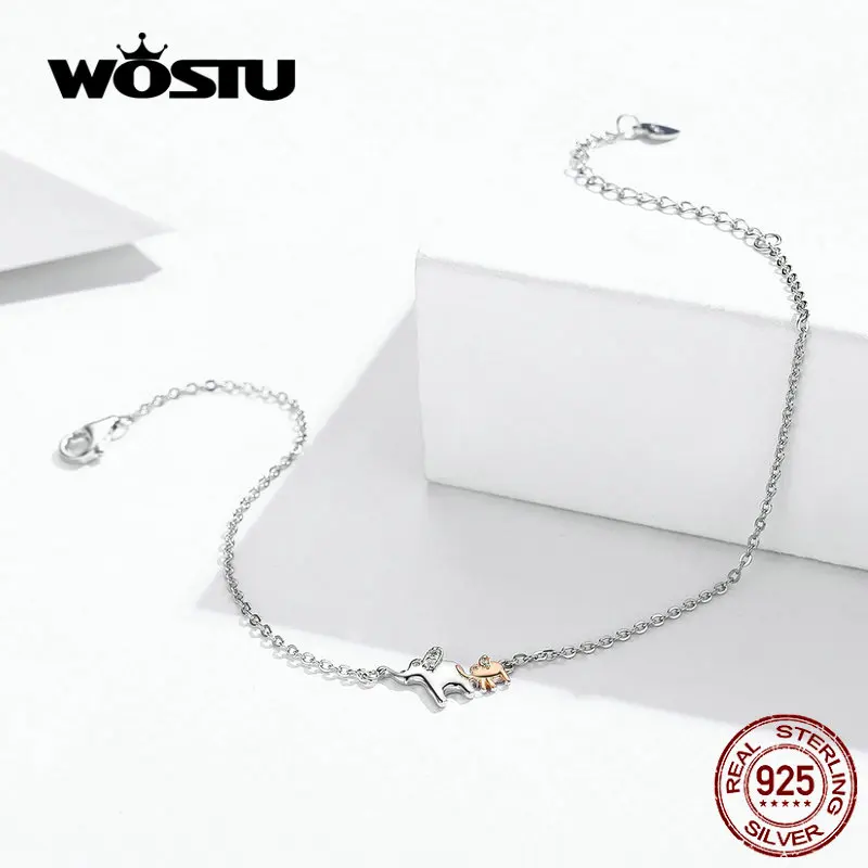 WOSTU 2020 New Elephant Family Bracelet 100% Real Sterling Silver Clever &amp Gentle Original DXB152 | Украшения и аксессуары