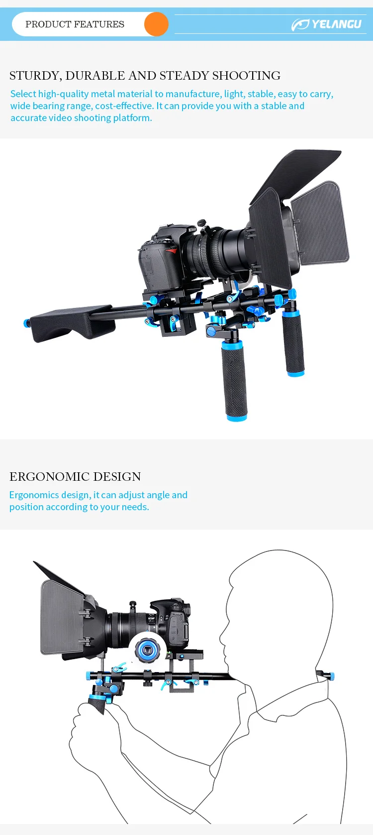 Новое поступление DSLR Rig Видео стабилизатор плеча Поддержка комплект фильм оборудование легко Rig для Canon Nikon sony DSLR Камера видеокамера