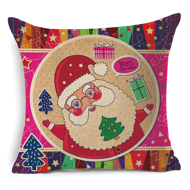 1 шт. 43*43 см Рождество Санта Клаус узор из хлопка и льна Пледы Подушки Детские