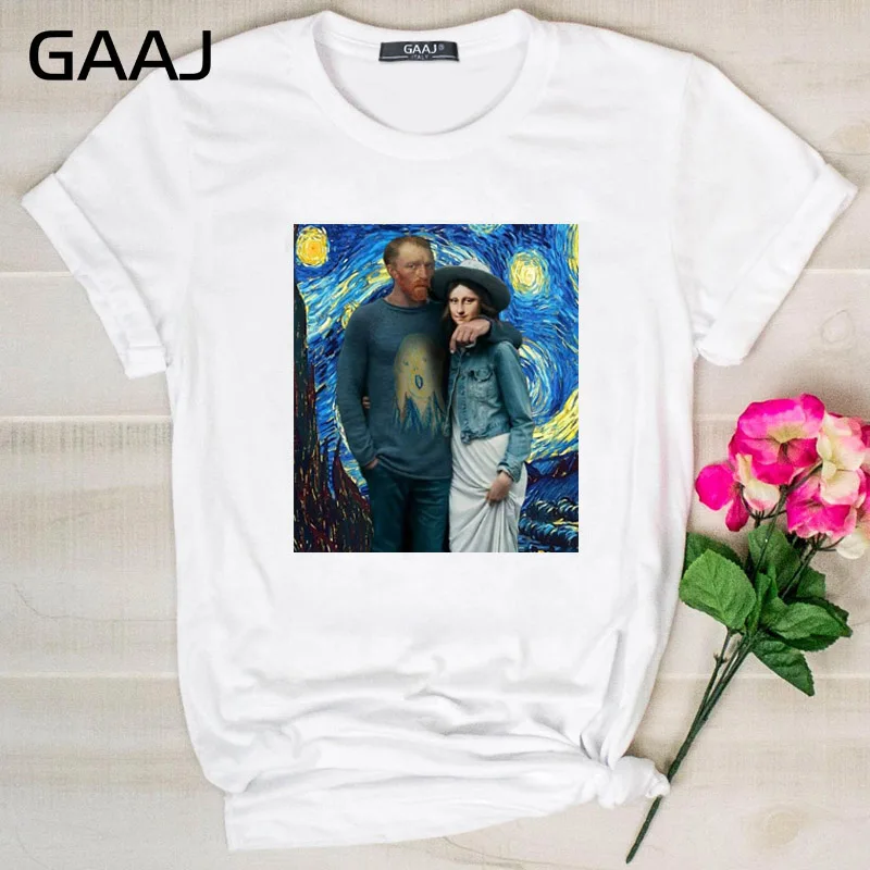 GAAJ "Van Gogh Van Goghing Van Gone", Футболка для женщин, женские футболки, одноцветная Футболка с принтом размера плюс, дизайнерская футболка для влюбленных 8YCDH