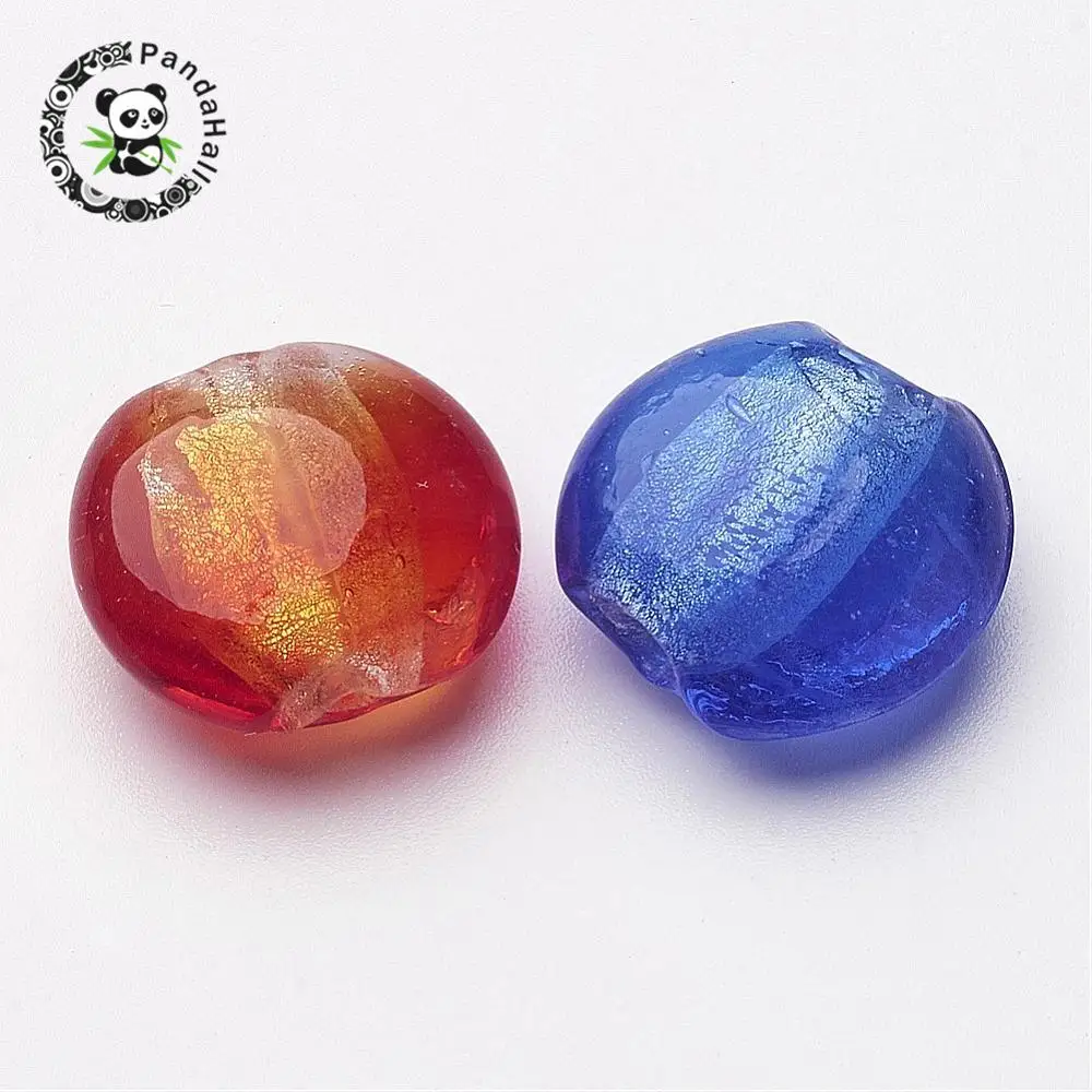 Handmade Foil Glass Beads Flat Round Mixed Color of random about 20mm in diameter 10mm thick hole: 2mm | Украшения и аксессуары