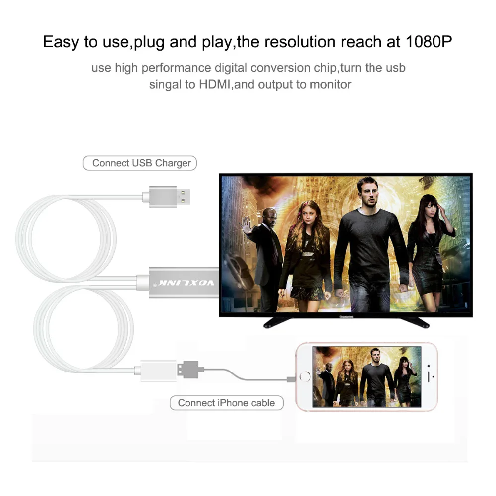 Voxlink 8 Булавки кабель для iPhone 5 5S 6 6S 7 Plus 1080 P Miracast DLNA AirPlay цифровой av-адаптер к HDMI