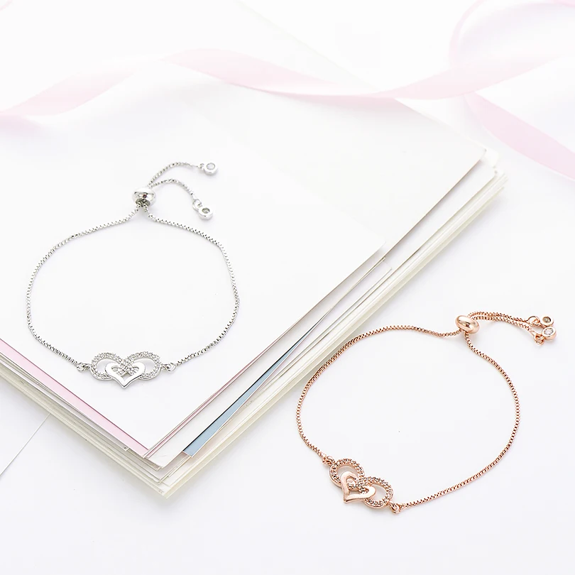 Браслет Pipitree Love Heart Infinity для влюбленных женский медный регулируемый браслет с