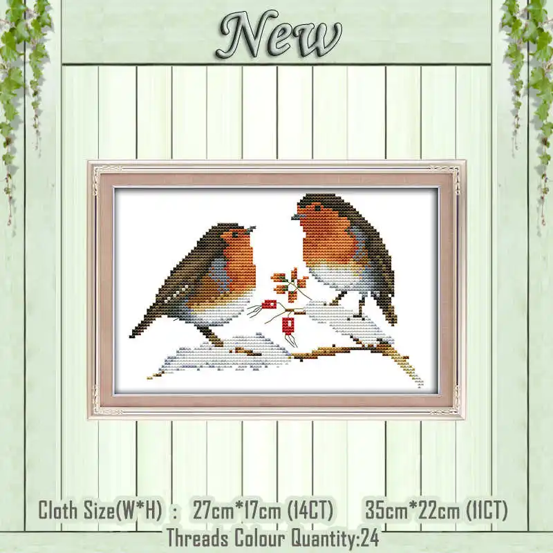 Two little birds Маленькие Птицы Животные Декор Картина 11CT узоры напечатаны на холсте 14CT рукоделие dmc Вышивка крестиком китайские наборы Наборы для вышивания - Цвет: Two little birds