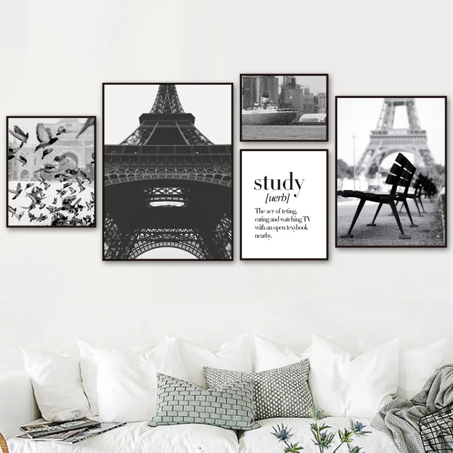 Винтажная Картина на холсте с изображением Парижа башни птицы города