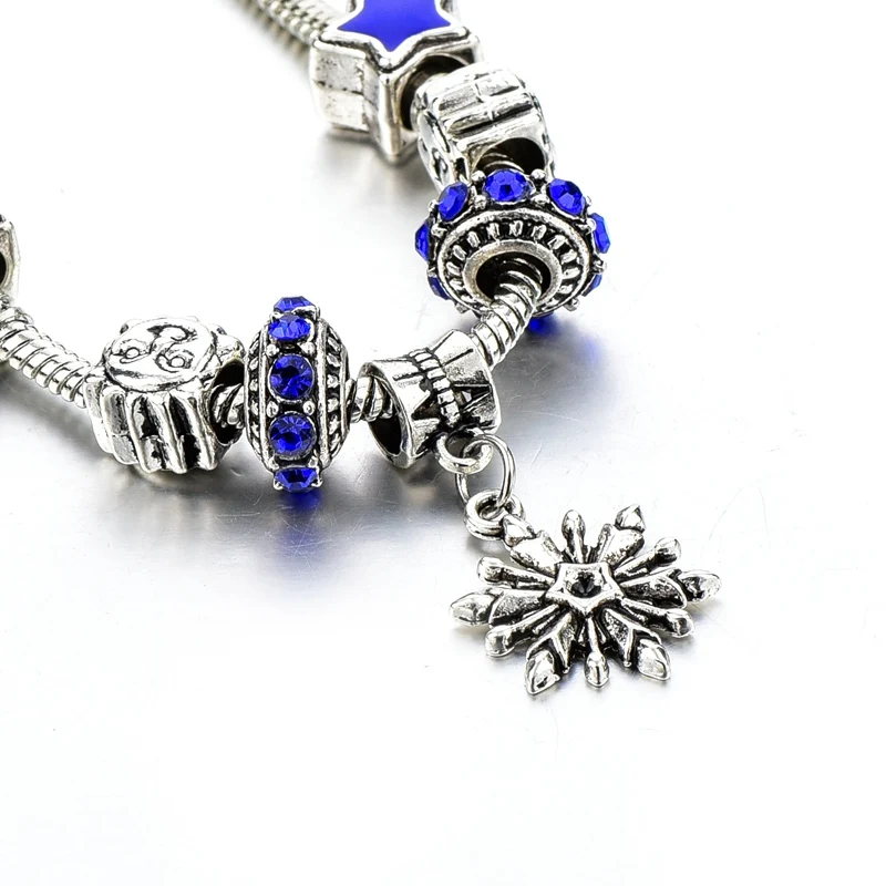 Szelam Рождественский подарок браслет со снежинками и подвесками женские браслеты
