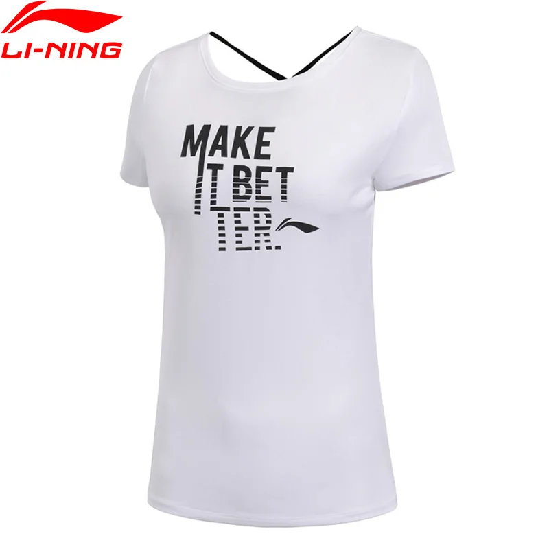 Женская футболка для тренировок Li Ning дышащая Спортивная Футболка с принтом li ning