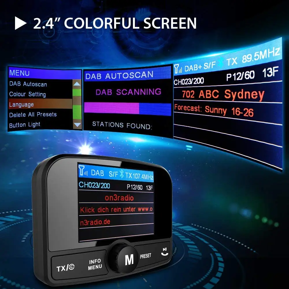 DAB беспроводной Bluetooth Fm Автомобильный передатчик и Dab автомобильный