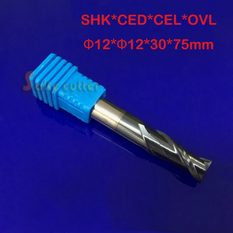 

1pc 2 Flute Head 12mm Two Flute HRC55 Tungsten steel CNC milling Cutter Carbide End mills cutting hardness 55HRC 2F D12*30*75mm