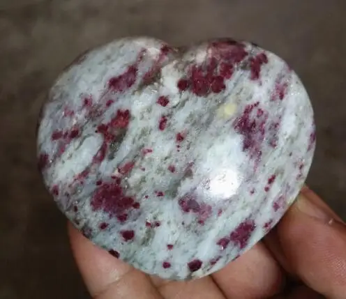 

180g Natural Red Tourmaline Quartz Crystal Polished Heart Specimen