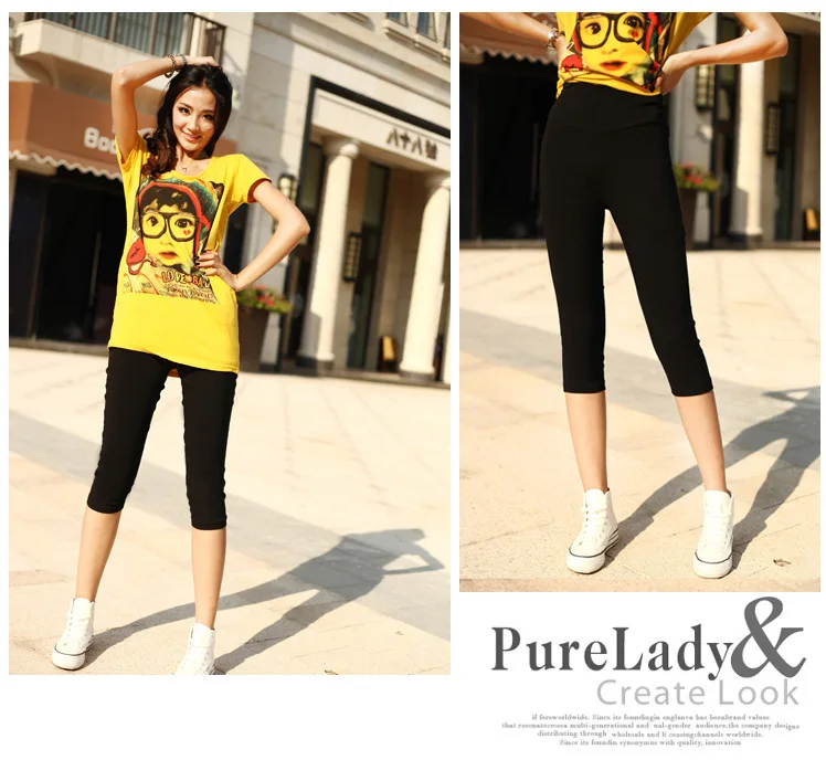 15 color women leggings cotton summer high waist seventh pants casual candy skinny slim pencil trousers D0143 | Женская одежда