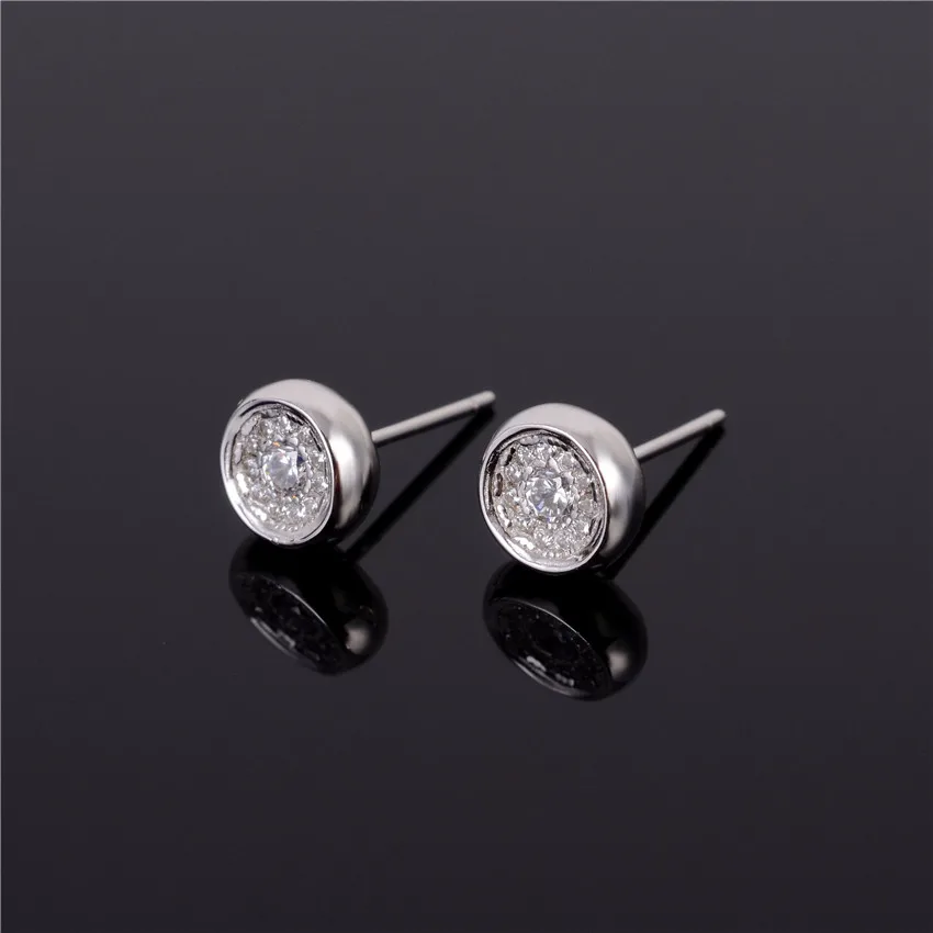 Серьги-гвоздики женские круглые из серебра 40% пробы с фианитом коробкой LR001 925 |