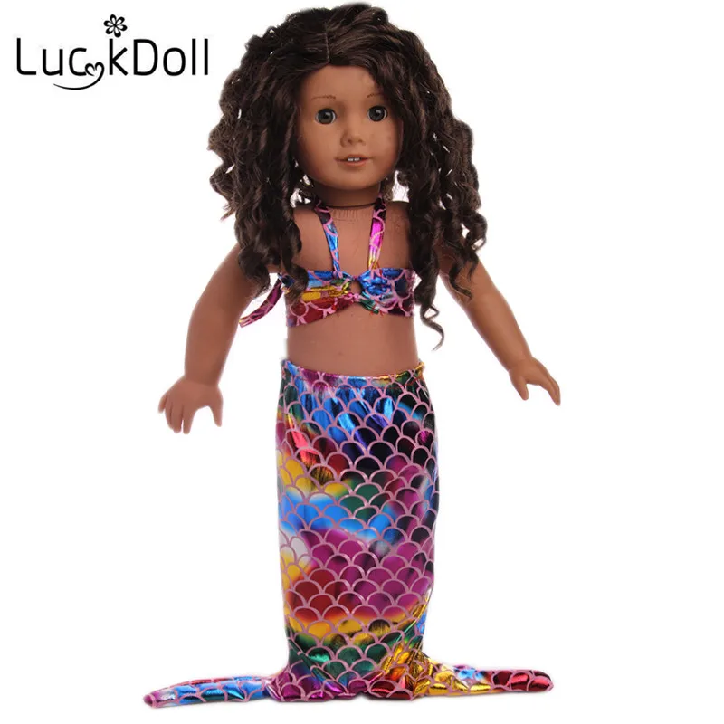 Юбка русалки с блестками LUCKDOLL подходит для куклы родов 43 см или 18 дюймовых