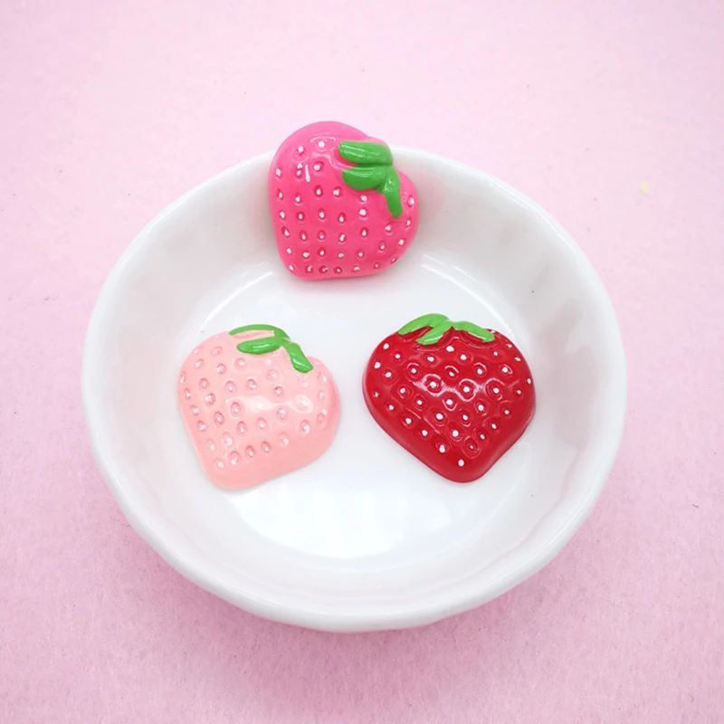 10 шт. моделирование клубника плоские пластмассовые материалы Kawaii DIY плоский полимер ремесло украшения поставки дети ручной работы украшения