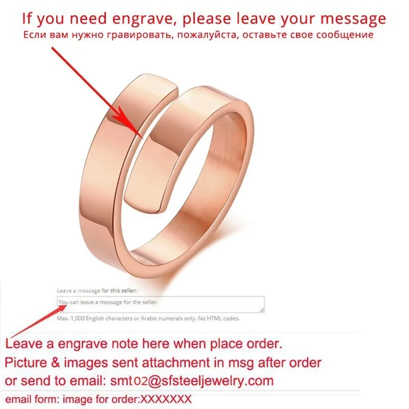 engraved rosegold Розовое золото заказное кольцо для женщин Имя штампованное два имени Hug Warp ювелирные изделия персонализированный подарок для нее - Цвет основного камня: engraved rosegold